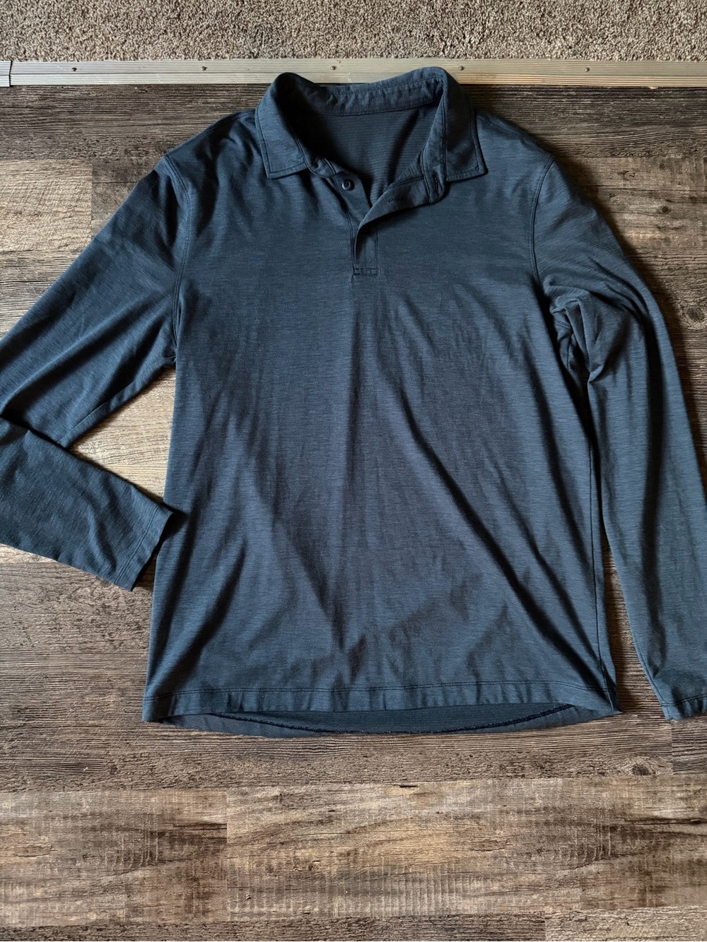 Lululemon Evolution Men's Long-Sleeve Polo Shirt - Navy  Lightweight Athleisure